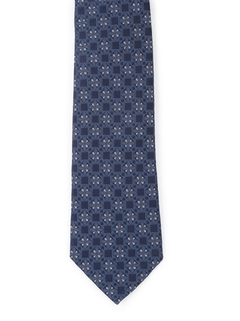 Peter England Men Navy Blue & White Printed Broad Tie