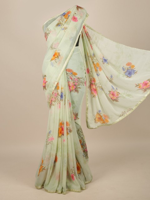 

Pothys Green Floral Poly Chiffon Saree