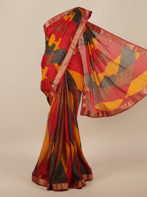 

Pothys Red & Yellow Zari Saree