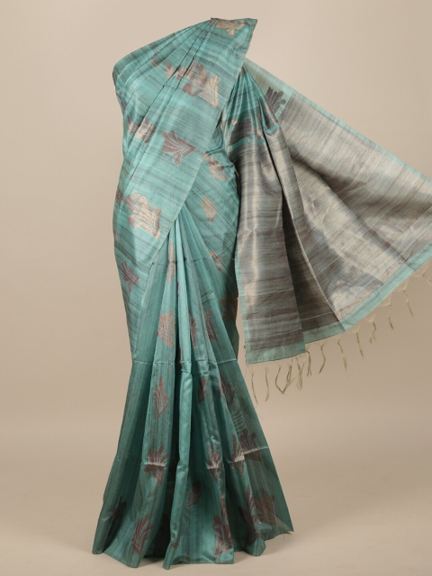 

Pothys Green & Gold-Toned Ethnic Motifs Zari Jute Silk Saree