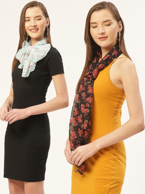 

Trend Arrest Women Pack of 2 Printed Scarf, Brown