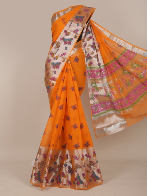 

Pothys Orange & Pink Floral Pure Cotton Saree