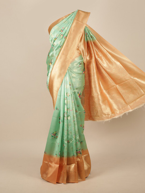 

Pothys Green & Peach-Coloured Floral Printed Saree