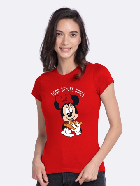

Bewakoof Women Red Minnie Mouse Printed T-shirt