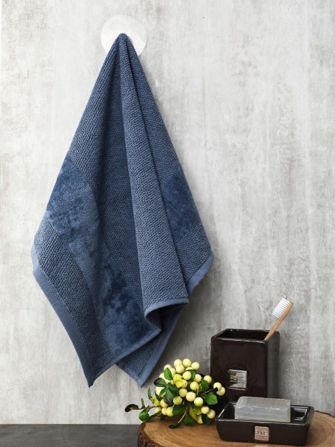 

Pure Home and Living Set Of 4 Blue Solid Cotton 550 GSM Hand Towels