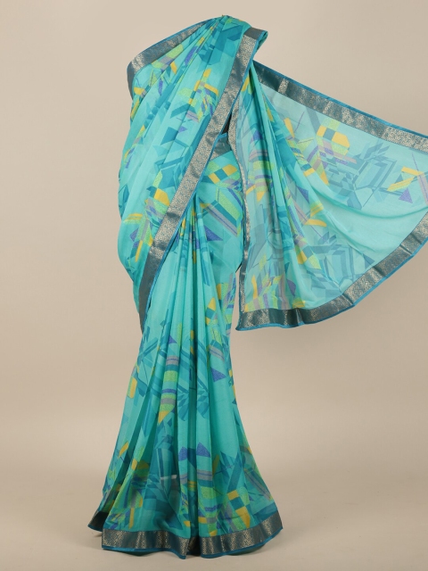 

Pothys Blue & Yellow Zari Saree