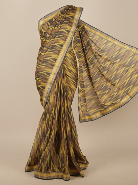 

Pothys Brown & Yellow Printed Saree