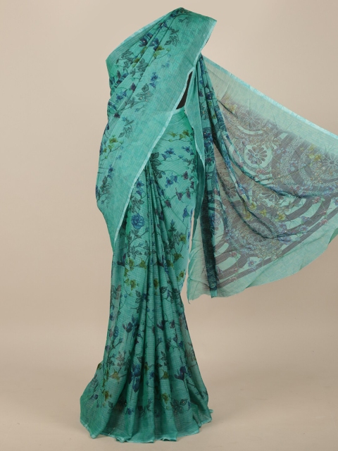 

Pothys Sea Green Floral Beads and Stones Saree