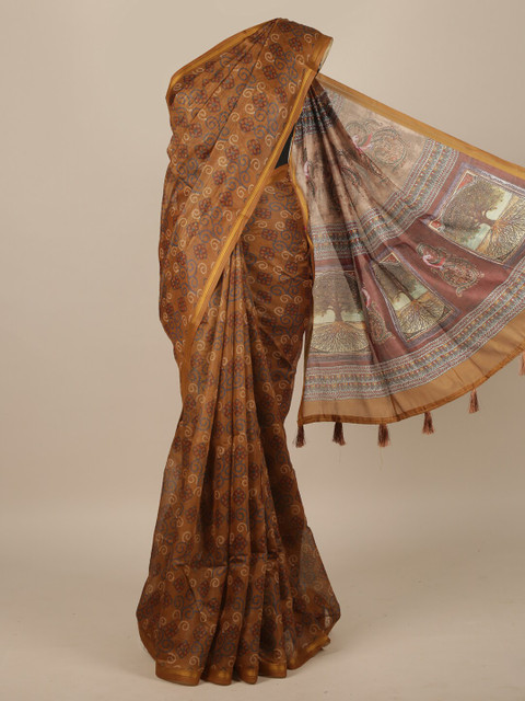 

Pothys Brown Bandhani Jute Silk Saree