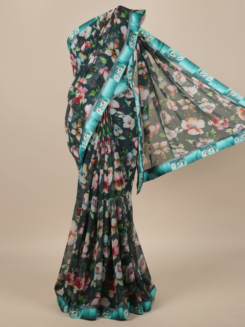 

Pothys Green & Blue Floral Saree