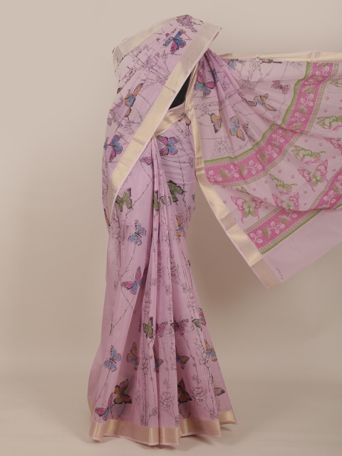 

Pothys Lavender Cotton Blend Saree