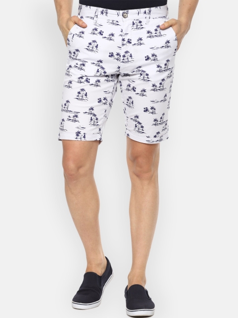 

Louis Philippe Sport Men White Floral Printed Slim Fit Mid-Rise Regular Shorts