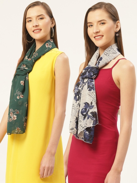 

Trend Arrest Pack of 2 Women Green & Brown Printed Scarf