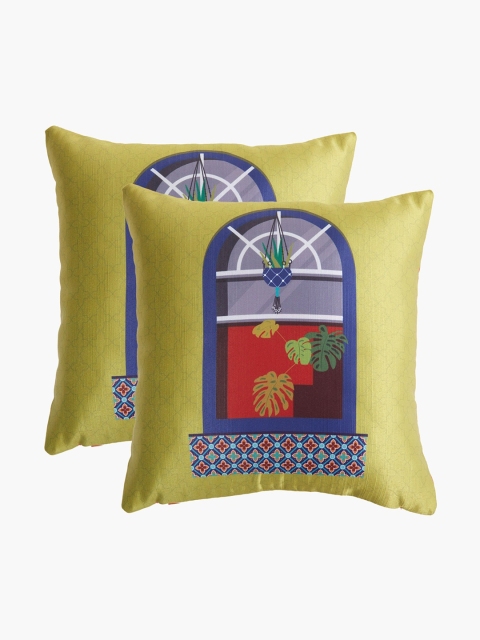 

Home Centre Green & Blue Set of 2 Quirky Square Cushion Covers
