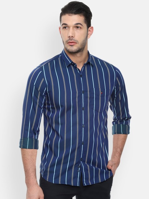 

Louis Philippe Sport Men Navy Blue & White Slim Fit Multi Striped Casual Shirt