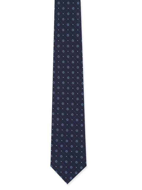 

Peter England Men Navy Blue Woven Design Broad Tie