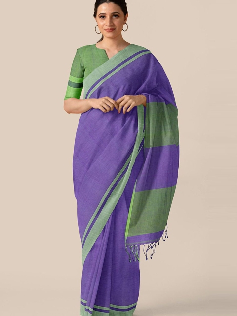 

Taneira Purple & Green Pure Cotton Saree