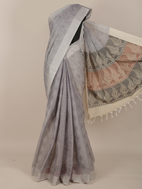 

Pothys Grey & Brown Pure Cotton Saree