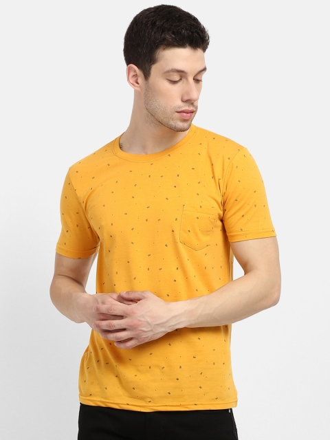 

V2 Value & Variety Men Mustard Yellow Printed T-shirt