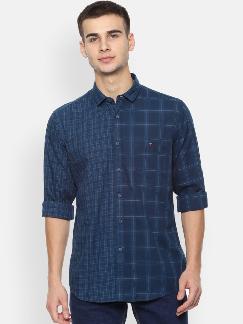 

Louis Philippe Jeans Men Navy Blue Slim Fit Checked Casual Shirt