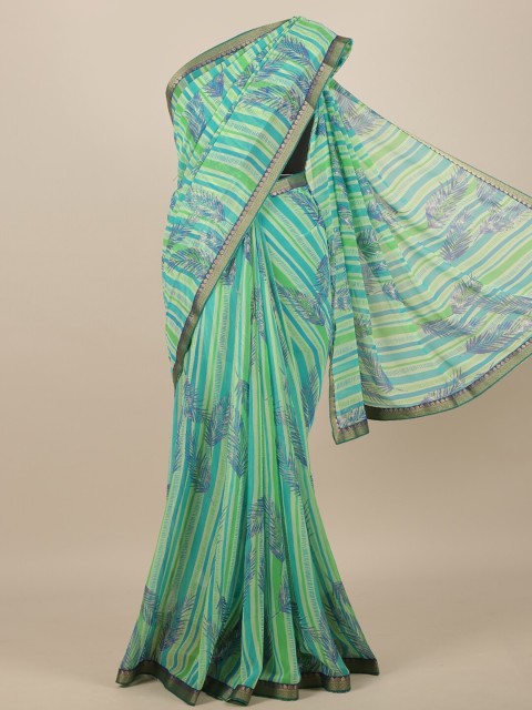 

Pothys Sea Green & Blue Floral Poly Chiffon Saree