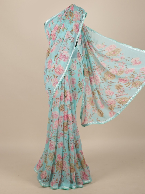 

Pothys Blue & Pink Floral Saree