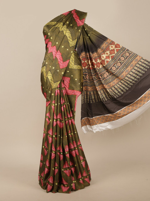 

Pothys Green & Pink Satin Saree