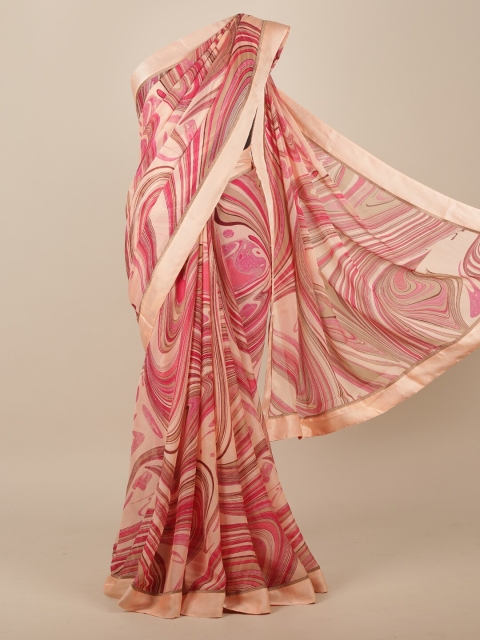 

Pothys Peach & Beige Poly Chiffon Saree
