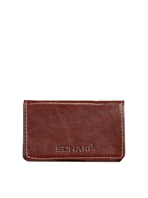 

SCHARF Unisex Brown & Gold-Toned Solid Leather Card Holder