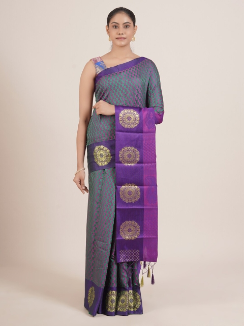 

Pothys Green & Purple Paisley Jute Cotton Saree