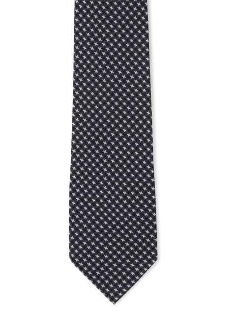 

Peter England Men Grey & White Woven Design Broad Tie