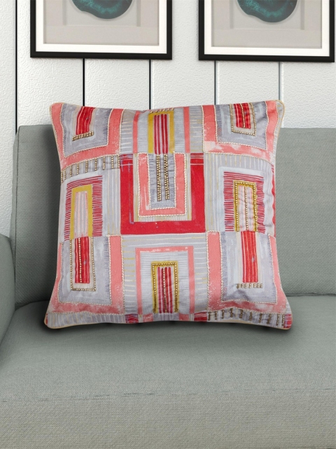 

Home Centre Grey & Red Geometric Square Cushion Covers