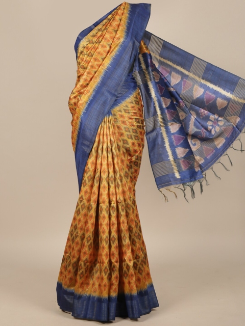 

Pothys Yellow & Blue Jute Silk Saree