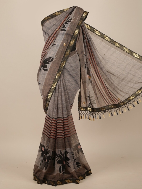 

Pothys Grey & Black Floral Saree