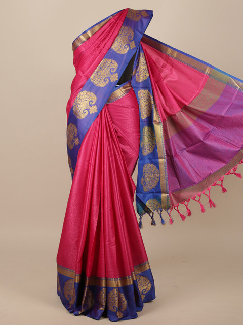 

Pothys Magenta & Blue Jute Silk Saree