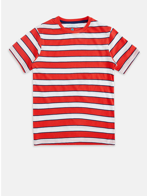 

Pantaloons Junior Boys Red & White Striped T-shirt