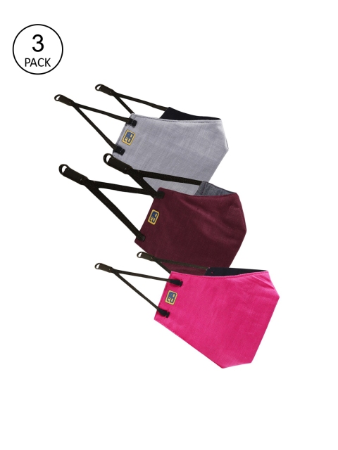 

Balista Pack Of 3 Solid 4-Ply Reusable Cotton Cloth Masks, Maroon