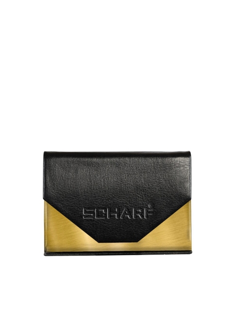

SCHARF Unisex Black & Gold-Toned Solid Leather Card Holder