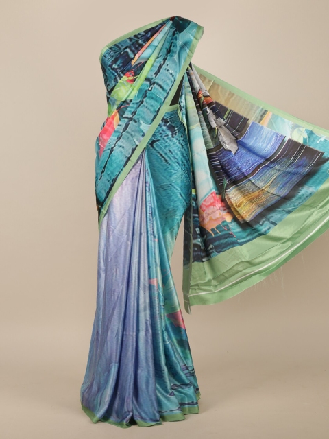 

Pothys Blue & Green Satin Saree