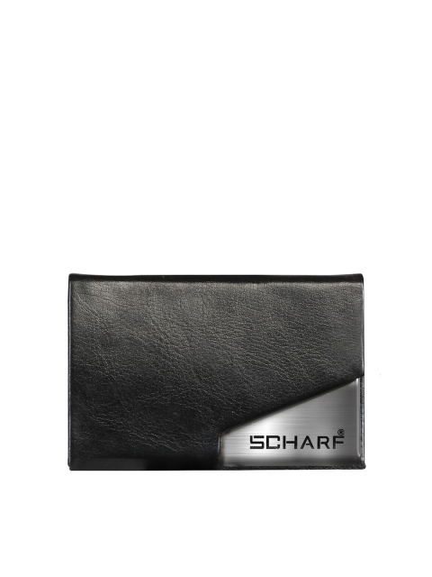 

SCHARF Unisex Black & Grey Textured Leather Card Holder