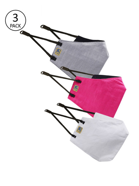 

Balista Unisex Pack Of 3 Solid 4-Ply Reusable Cotton Cloth Masks, White