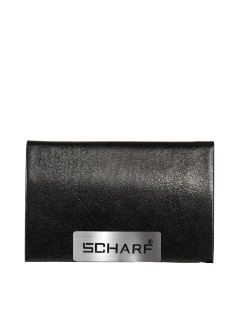 

SCHARF Unisex Black & Grey Solid Leather& Stainless Steel Multi Card Case