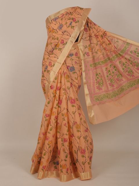 

Pothys Peach & Pink Floral Saree
