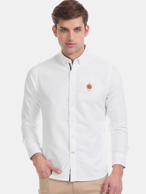 

U S Polo Assn Men White Solid Casual Shirt