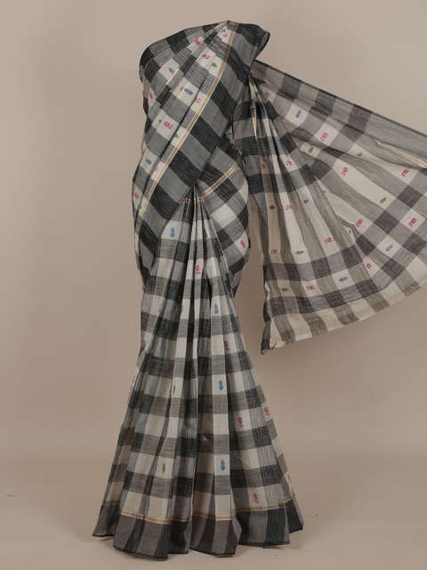 

Pothys Black & White Checked Pure Cotton Saree