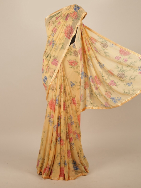 

Pothys Peach & Pink Floral Beads and Stones Saree