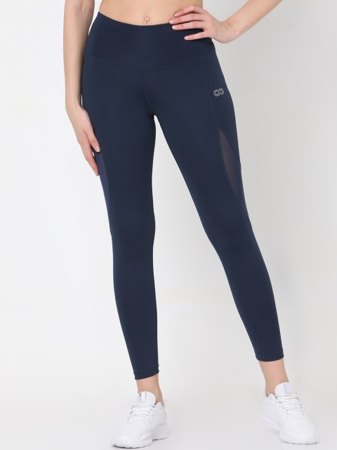 

Silvertraq Women Navy Blue Solid Comfort-Fit Ankle-Length Leggings