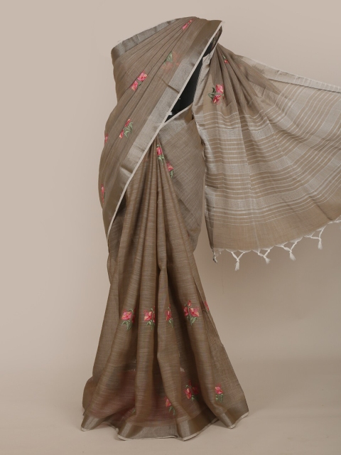 

Pothys Brown Floral Embroidered Saree