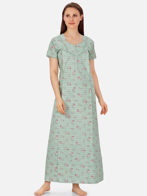 

Sand Dune Printed Cotton Maternity & Feeding Nightdress, Green
