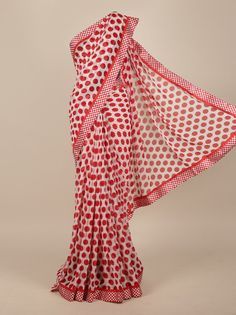 

Pothys White & Red Printed Saree